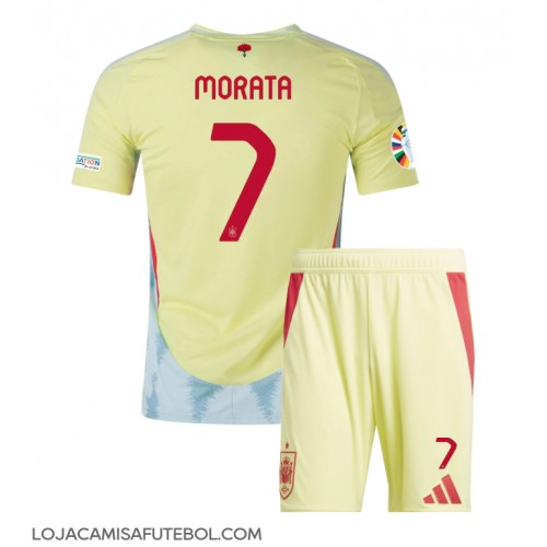 Camisa de Futebol Espanha Alvaro Morata #7 Equipamento Secundário Infantil Europeu 2024 Manga Curta (+ Calças curtas)